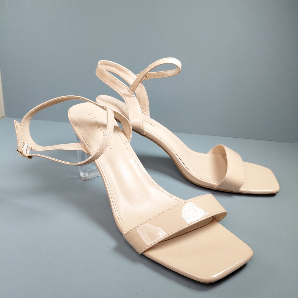 Rampage Strappy Heels Nude Square Toe Clear Acrylic Heels Size 11